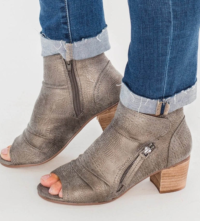 Grey peep toe booties sale