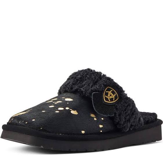 Women's Ariat Square Toe Boot Slippers (Black & Gold) – Cold Cactus Inc.