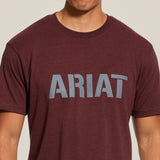 Ariat Rebar Shirts: Men's 10030289 Burgundy Heather Rebar Cotton Strong Block T-Shirt