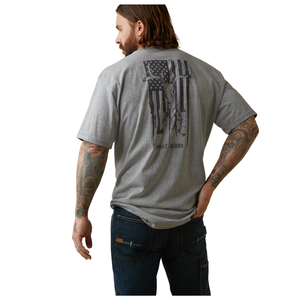 10043828 Ariat Men's Rebar Cotton Strong American Outdoors Short Sleeve Tee - Heather Grey