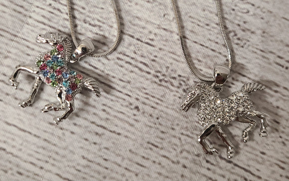 rhinestone horse necklace