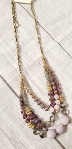 purple sparkly bead layered necklace