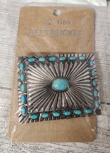 TURQUOISE SILVERTONE BELT BUCKLE