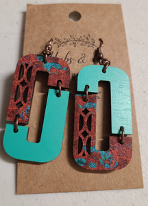 handmade turquoise rectangle earring