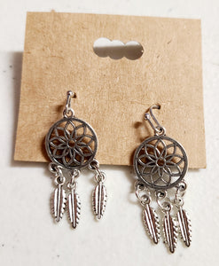 silver delicate dream catcher earring