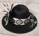 custom one of a kind- hand burned black hat