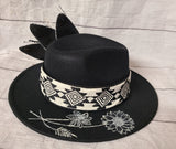 custom one of a kind- hand burned black hat