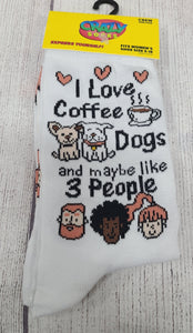 crazy socks- I love coffee dogs and maybe like 3 people