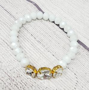 white large stone stretchy bracelet