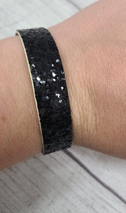 black sparkle adjustable cuff bracelet