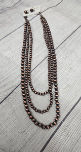 3 strand Navajo bead necklace- copper