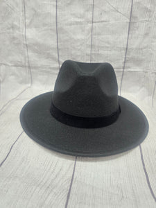 black fashion hat with black band