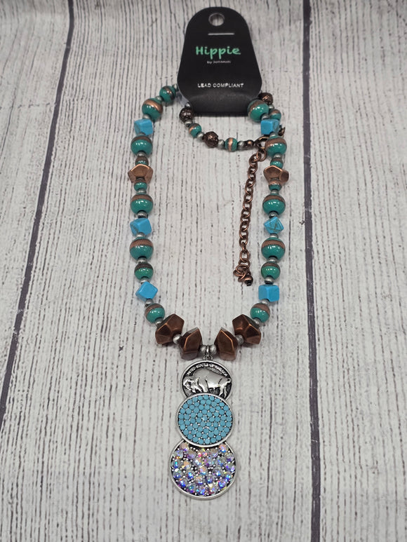 buffalo and rhinestone necklace- with matching bracelet