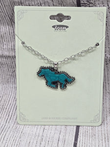 faux turquoise stone running horse