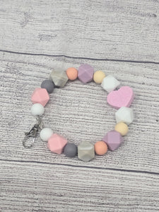 keychain wristlet for keys- heart