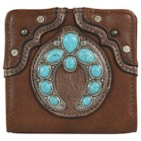 JUSTIN WALLET BROWN W/TURQ NAJA CONCHO 2159674W