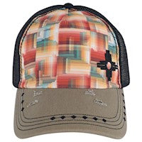 CATCHFLY PONYTAIL BASEBALL CAP MULTICOLORED GEOMETRIC PATTERN 22050HB3