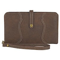 JUSTIN SLIM WRISTLET WALLET, TEXTURED BROWN W/YOKE DETAIL 22108516W