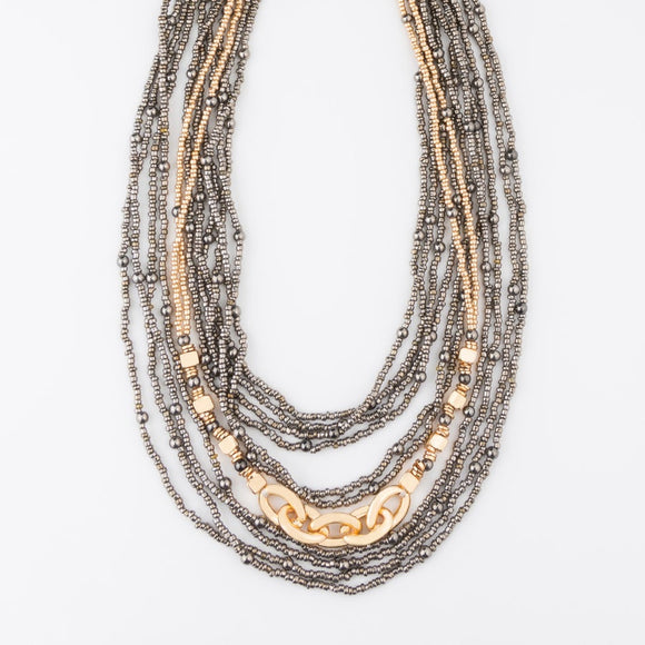 Della Multi Row Bead And Chain Necklace