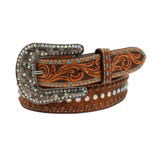 Angel Ranch Ladies Tooled Tab Feathered Arrow Brown Belt D140001308