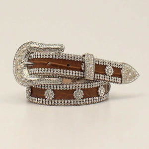 Angel Ranch Brown Croco Print Rhinestone Belt for Girls
81-D130001802