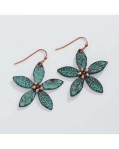 patina 5 petal flower earring