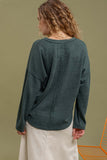 SOLID NOTCH NECK KNIT TOP- green