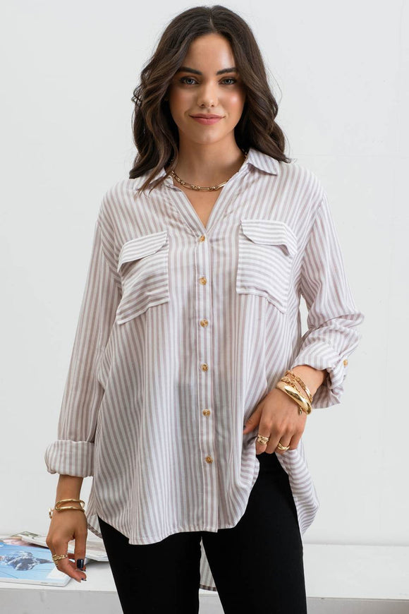 STRIPED LIGHTWEIGHT WOVEN TOP