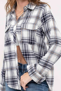 PLAID LIGHTWEIGHT LONG SLEEVE TOP