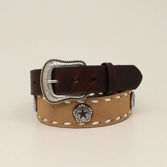 NOCONA MENS EMBOSSED TABS STAR CONCHOS BUCK LACING BROWN N210004902 1.75inch