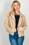 Faux fringe moto jacket