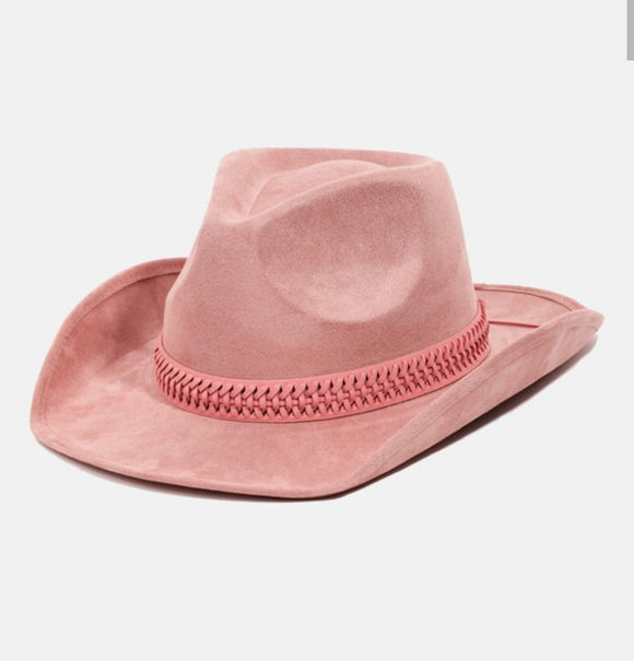 faux leather cowboy hat- pink