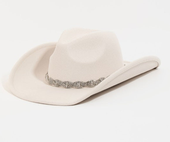 ivory rhinestone band cowboy hat