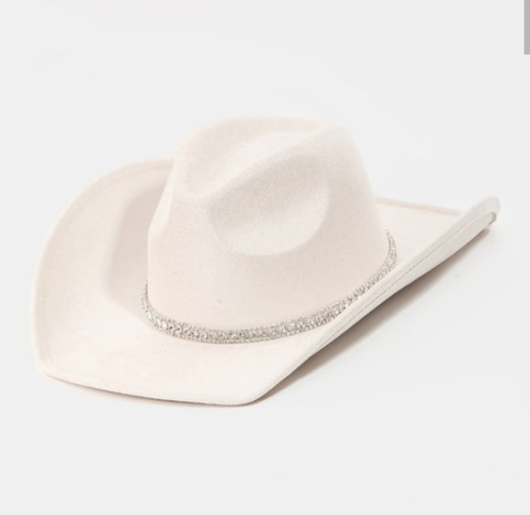 ivory rhinestone band eyelet cowboy hat