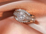 large cubic zirconia center with halo ring