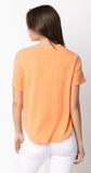 short sleeve twisted hem knit top-coral