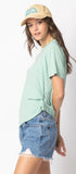 short sleeve twisted hem knit top-mint