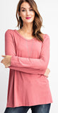 basic long sleeve v neck tee- lt marsala