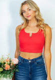 bright coral solid knit v neck Bralette