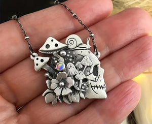 mushroom and skull necklace