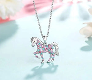 rhinestone horse necklace