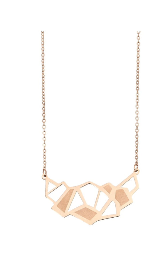 Ss Geo Cutout Nk- rose gold