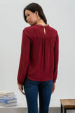 SCALLOP LACE HEM LONG SLEEVE TOP