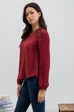 SCALLOP LACE HEM LONG SLEEVE TOP