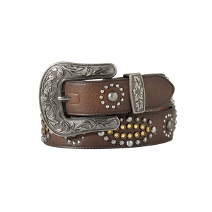 Nocona Ladies Western Studded Brown Leather Belt N320000302