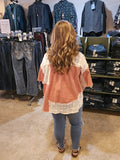 beachside lace and thermal cardigan button top