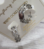 white gold dipped hypoallergenic earring- silver cubic zirconia