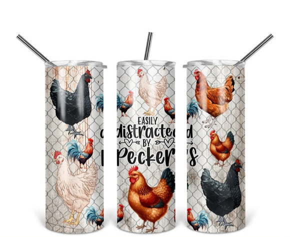 easily distracted by peckers tumbler