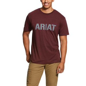 Ariat Rebar Shirts: Men's 10030289 Burgundy Heather Rebar Cotton Strong Block T-Shirt