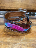 Angel Ranch Ladies Tooled Tab Feathered Arrow Brown Belt D140001308